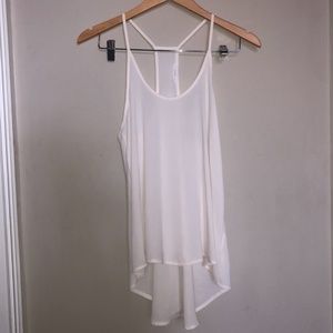 White Flowy Sheer Racerback Tank Blouse